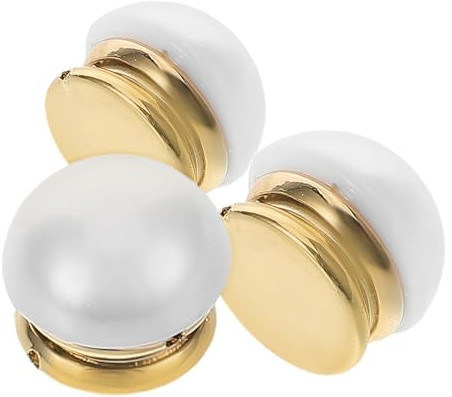 COMPUKAS Broches Magnétiques à Perles Blancs, Lot de 3 en Fer et Plastique, Fermeture de Pulls et Accessoire pour Costumes Masculins
