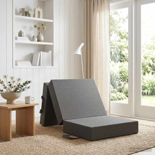 Xuvaracle Fällbar soffa säng ljusgrå med polyestertyg 75 x 67 x 45 cm, justerbar och utrymmesbesparande, 2-i-1-funktion för vardagsrum, sovrum, med avtagbart överdrag för komfort och enkel skötsel