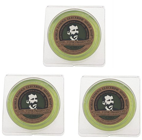Col. Conk World's Famous Shaving Soap, Lime - 3 Pack - Each Piece Net Weight 2.25 Oz