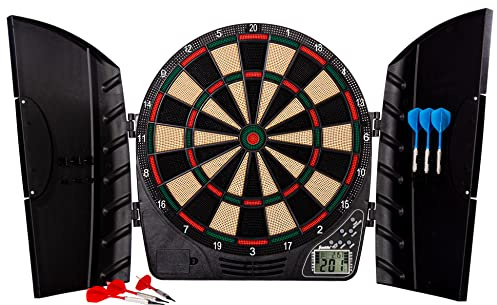 Franklin Sports Soft Tip Electronic Dartboard Set - Digital Scoreboard + Cabinet - Adult Soft Tip Darts Set (6 Darts Included) - FS3000