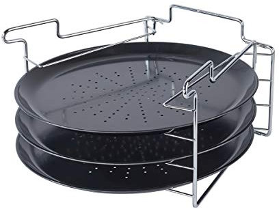 4 Piece Pizza Baking Set Serving Plate Tray Tin Oven Grill Rack Non Stick Trays