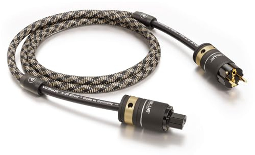 VIABLUE X-25 Silver High-End Netzkabel/Stromkabel * Schutzkontakt-Stecker CEE 7/7 * Warmgerätebuchse IEC C15 * 1 Stück * 3 x 2,5 mm² * versilbert * Ultragrip Beschichtung * 100 cm * 1.0 m