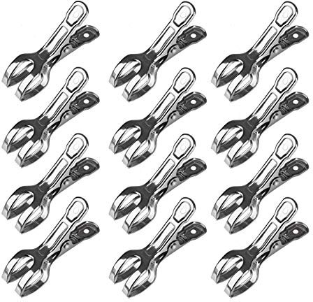 Clips de Serviette de Plage, Pinces pour Serviette de Plage en Acier Inoxydable pour Serviette de Plage Vêtements Couette Serviette de Bain 12pack 8.5cm