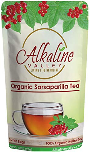 Sarsaparilla Tea - 100% Organic and Alkaline - 15 Unbleached/Chemical-Free Sarsaparilla Tea Bags - Caffeine-Free, No GMO