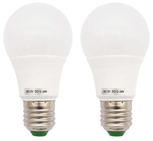GRV E27 5W SMD LED AC12V / DC 12V-24V Glühbirne 40W Glühlampenersatz für Sonnensystem, Wohnmobil, Boot, Innen Niederspannungs-Sicherheitsbeleuchtung Weiß 2er Pack (Nichthaushaltsbeleuchtung)