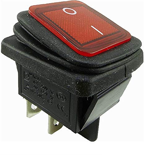 Interrupteur à bascule étanche 2 broches (4 broches) Marche/Arrêt 250 V 16 A Éclairage rouge