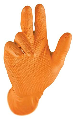 50 Stück STRONGHAND Nitrilhandschuhe GRIP orange Montagehandschuhe 8-9(L)