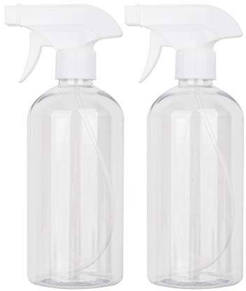 UUJOLY 17 oz Plastic Spray Bottle Trigger Empty Spray Bottles Clear Refillable Container for Water, Essential Oils, Hair, Cleaning Products, Adjustable Head Sprayer and Stream (2 Pack)