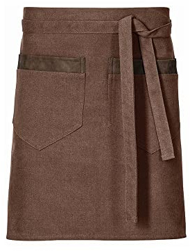 EXNER Schürze, Vorbinder Canvas, mit Taschen und Schlaufen, für Gastronomie, Service Kaffee, Bistro, B80 x L45cm, Farbe toffee