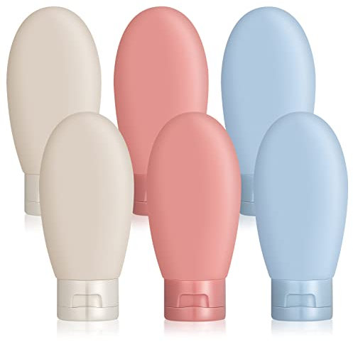 metagio 6 Stück Reiseflaschen, 60ml Reiseflaschen zum Befüllen, Silikon Reiseflaschen Nachfüllbare Auslaufsicher Tragbar Reiseset Reisegröße Behälter Travel Bottles für Shampoo Creme Spülung Duschgel