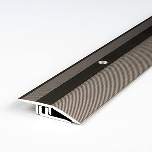 PROVISTON | Ausgleichsprofil | Aluminium eloxiert | Edelstahloptik | Breite 21 mm | Höhe 5-9 mm | Länge 1000 mm | Gebohrt | Anpassungsprofil | Übergangsprofil | Bodenprofil | Metallprofil | 1 Stück