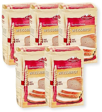 BIELMEIER KÜCHENMEISTER Brotbackmischung Weißbrot 5 x 500 g I Brotbackmischungen für Brotbackautomat & Ofen I Brot mit Backmischung einfach gemacht
