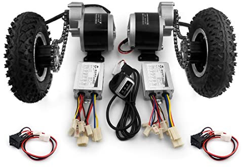 L-faster 350W Dual Motor Chain Drive Cart Kit Einfaches Tragen 300kg 8 Zoll Luftrad für DIY Elektrische Zug Barrow Trolley 600lbs mit Reverse (24V350W Max 6kph)