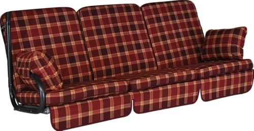 ANGERER Hollywoodschaukel Auflage Comfort Bordeaux kariert | passend für viele 3-Sitzer Hollywoodschaukeln, Schaukelauflage Made in Germany