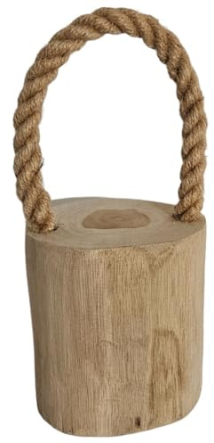 Türstopper Holz 1,4 kg Maritim Rustikal Holzstamm mit Kordel Teakholz Natur