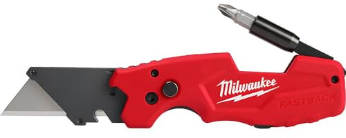Milwaukee FASTBACK Compact Knife, and FASTBACK 6-in-1 Folding Utility Knives, w/Blade (knife 2pack) Red-black