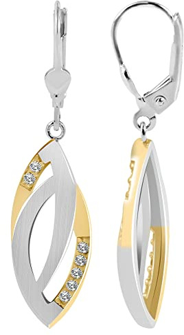 Akzent Damen-Ohrringe Ohrschmuck 925er Echt Silber rhodiniert/vergoldet