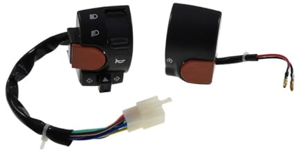 2EXTREME commande compatible avec Yamaha Aerox compatible avec MBK Nitro | Plastique noir rouge; 8 broches gauche 2 droite; route/croisement, clignotants, klaxon, démarreur électrique; câble à changer