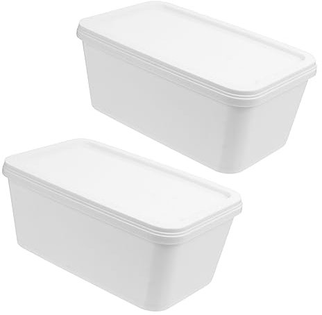 UPKOCH Tarrina Larga Para Helado 3l Contenedor De Almacenamiento Reutilizable Plástico Tapa Para Helados y Postres 2 Piezas Por Set