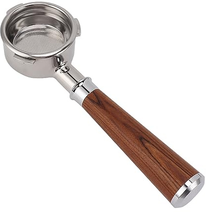 PenRux Porte-filtre à café nu sans fond de 58 mm à 3 oreilles avec poignée en bois massif pour machines à café Barsetto (une branche acide rouge)