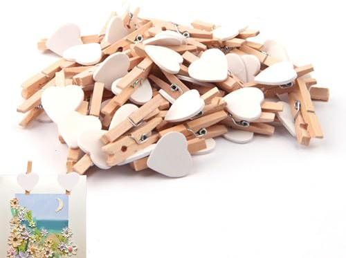 Tioheam épingles Coeur | Pinces à Linge en Bois | Les vêtements Mignons épinglent l'agr d'amour de Couleur en Vrac de 3cm pour des métiers de Bande dessinée