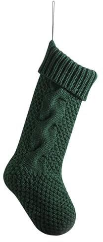 Dressnu Weihnachtsstrumpf, Geschenktüte, gestrickt, hängende Dekoration, doppelseitig, Weihnachtsdekoration, Grün, 46 cm