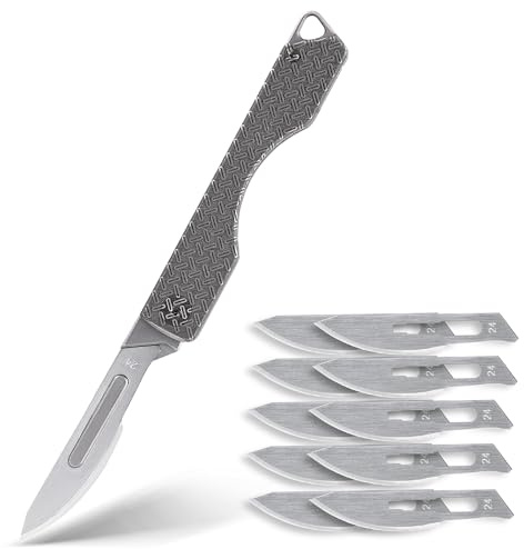 KeyUnity KK01KUP Titanium Folding Knife, Utility EDC Taschenmesser mit #24 Austauschbare Klinge, für Outdoor-Jagd, Camping, Angeln, Wandern für Männer & Frauen (KU Pattern)