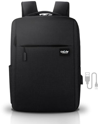 Mochila para PC portátil de 15,6 pulgadas: ideal para trabajo y viajes, con toma USB, tejido impermeable - Perfecto como regalo para hombre y mujer. Apto para portátiles y ordenadores de hasta 15,6''