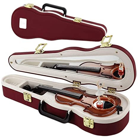 ASHSDI Spieluhr Musikbox, Geigen-Spieluhr-Aufbewahrungsbox Für Musikschmuck Für Mädchen Mit Spin-Ballett-Tänzerin Für Geburtstag Musikspieluhr Spieldose (Color : Rood, Size : 15.5 * 5 * 10cm)
