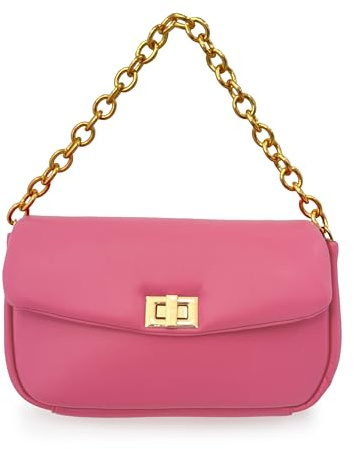ANGELO Borsa a Tracolla con Catena, Borsetta da Donna in Pelle PU, Piccola Borsa Elegante con Tasca Interna per Ragazza, da Giorno e Sera