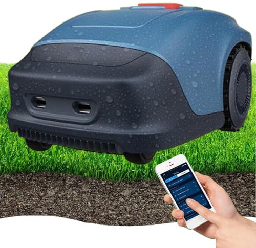 aromaoveite Robot Lawn Mower With Bluetooth App Control-Applicable Lawn Area1200㎡/Cutting Width 7 In/Tilt Angle ±33% (18°)/Work Efficiency150㎡/H- For Small To Medium Yards,Blue