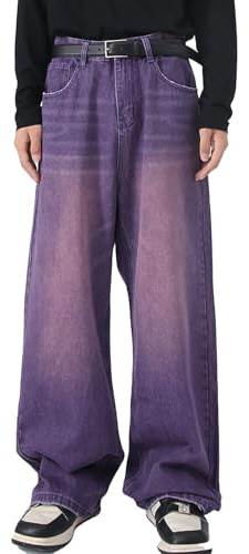 Herren Baggy Jeans Y2k Hip Hop Skater Jeans Vintage Lila Jeans Loose Fit Jeans Streetwear