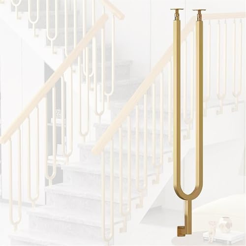 Balustre d'escalier réglable en forme de U pour escalier intérieur/loft/plate-forme Finition dorée Design gain de place 105 cm