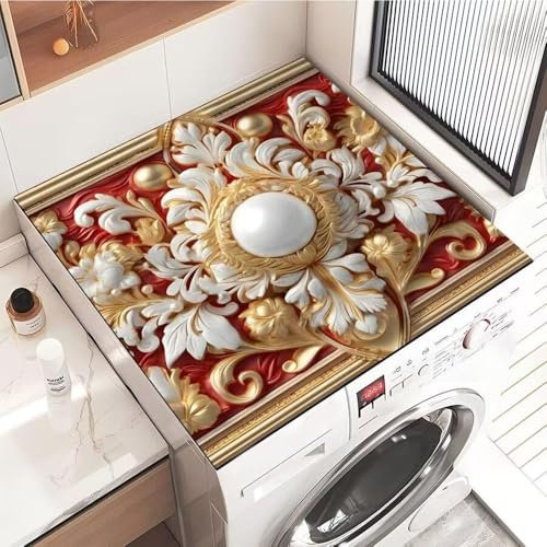 Highdi Housse de Protection pour Machine à Laver Top, Coussin de Machine à Laver Antidérapant Housse de Machine à Laver pour Machine à Laver Ou Sèche-Linge (40 * 40cm,Belles Fleurs 9)