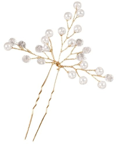 2 Stück Haarschmuck,Perlen U-Förmige Clip,Hochzeit Haarspangen Kristall Haarnadeln,Brautschmuck,Kopfschmuck für Haare,für Party Prom Hochzeit Abendessen Kommunion Bankett,Roségold