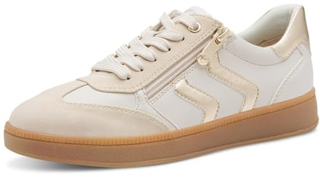 Marco Tozzi Damen Sneaker flach mit Reißverschluss Freizeit, Beige (Cream Comb), 39 EU