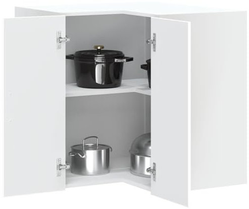 LAPOOH Küchen-Eckhängeschrank Porto Weiß Holzwerkstoff, Kitchen Wall Cabinet, Küchenschrank, Küchenhängeschränke, Wandschrank Küche - 854097