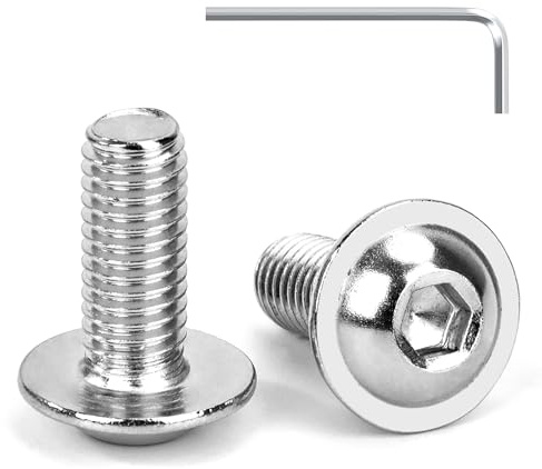 Tunejoy Linsenkopfschrauben mit Flansch M8 x 20 mm Linsenkopfschraube Innensechskant Edelstahl A2 V2A Flanschschrauben Vollgewinde mit Inbusschlüssel 20 Stück