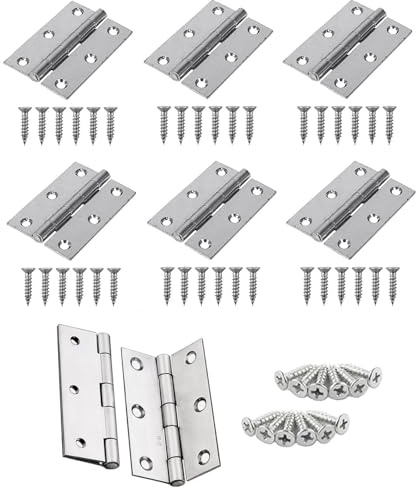 6 st dörrgångjärn i rostfritt stål, gångjärn för trä, små dörrgångjärn, dörrgångjärn vikbara 63 mm silver för möbler hårdvara skåp skåp låda