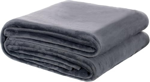 Plaid Douillet Supersoft en Flanelle Ultra Doux – Couverture Moelleuse en Polyester Anti-peluche, Couvre-lit Chic et Confortable Anthracite 180 x 220 cm – Idéal pour Salon, Chambre et Voyage
