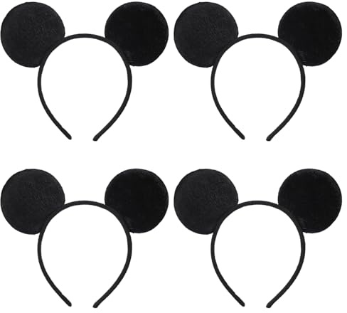 BORFUE 4pcs Blind Mice Headbands Cartoon Mouse Animal Ears Accessories Blind Costumes for World Book Day Animal Costume