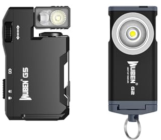 WUBEN G5 Rechargeable EDC Flashlight 400 Lumens Dual Light Sources Bundle G2 EDC Flashlight Rechargeable, Super Bright 500 Lumens Keychain Flashlight