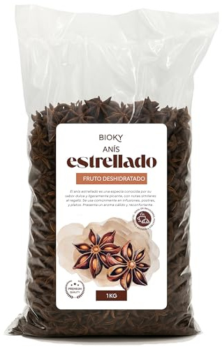 Anís Estrellado Entero 1kg Infusiones, Especias, Postres o Tés Aromáticos | Suave Aroma Dulce y Ligeramente Picante, Natural y a Granel, Múltiples Usos: Decoración, Velas DIY, Jabones, Fruto Entero