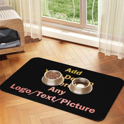 Naispanda Tapis de Nourriture pour Chien Personnalisé Set de Table Personnalisé pour Animal Domestique Set de Table pour Bol d'eau pour Chien et Chat avec Photo et Nom Antidérapant et Imperméable