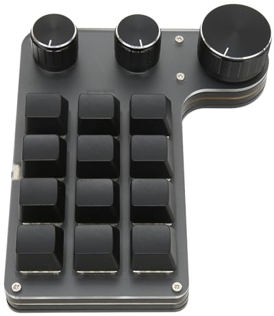 XUMIUZIY Mini Teclado de Juegos Mecánicos Macro, 12 Teclas 3 Perillas con un Teclado de PC USB con una Mano, (USB con Cable)