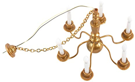 OFFIGAM Lustre Miniature Décoratif en Métal et Abs pour Maison de Poupée, Lampe Suspendue Réaliste pour Micro-aménagement et Accessoires DIY