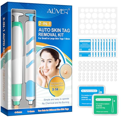 Warzen Entfernungs-Set, Auto Tool Kit Skin Tag Remover, Schmerzfrei Automatisches Stiftset Hautmarken Entferner, 2-in-1 Hautmarken-Entferner, hautanhängsel entfernen (1–9 mm)