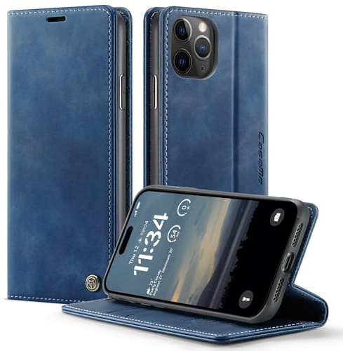 owlhold iPhone 11 Pro hülle klapphülle Premium PU Leder, RFID Schutzhülle, Faltbare Ständer, Handytasche Lederhülle Kartenfach Standfunktion Handyhülle iPhone 11 Pro - Blau