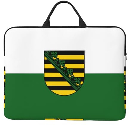 Sachsen flagga laptopfodral – 14 tums laptopfodral, lämplig för daglig kontorsdator skyddsfodral, svart
