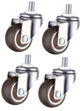 FONDOTIN 4 pièces Lot de Roulettes Pivotantes Caoutchouc pour Chaise de Bureau et Roue Silencieuse avec Tige Filetée Remplacement Meuble pour Sol Dur et Tapis